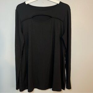 Soft Surroundings Women's Keyhole Chest Long Sleeve Black Shirt Sz M Essential